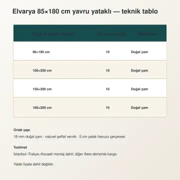 Elvarya Doğal Ahşap Yavrulu Karyola