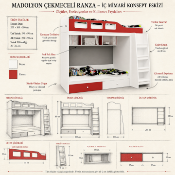 Madolyon Çekmeceli Ranza