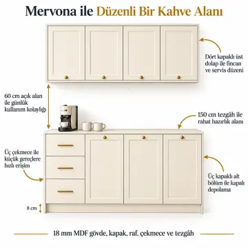 Mervona 150 cm Membran Kahve Köşesi