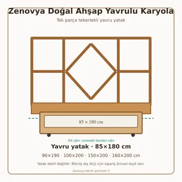 Zenovya Doğal Ahşap Yavrulu Karyola