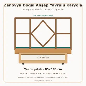 Zenovya Doğal Ahşap Yavrulu Karyola