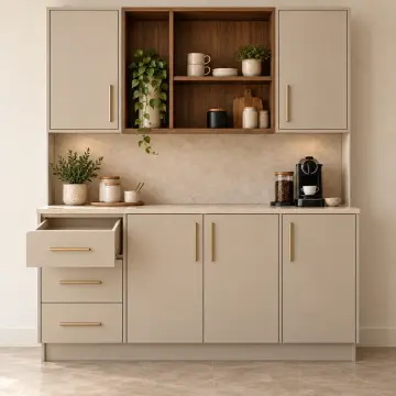 Valerona 160 cm Asimetrik L Raflı Membran Kahve Köşesi