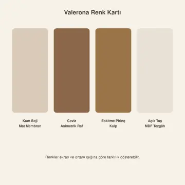 Valerona 160 cm Asimetrik L Raflı Membran Kahve Köşesi