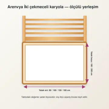 Arenvya Doğal Ahşap Çekmeceli Karyola