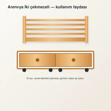 Arenvya Doğal Ahşap Çekmeceli Karyola