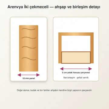 Arenvya Doğal Ahşap Çekmeceli Karyola