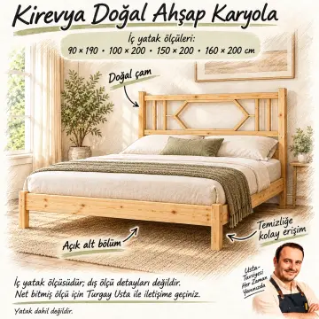 Kirevya Doğal Ahşap Karyola