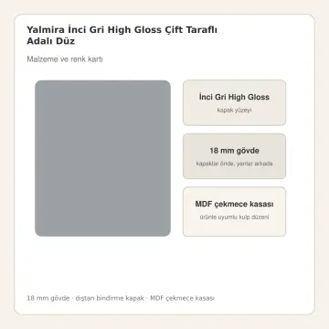 Yalmira İnci Gri High Gloss Çift Taraflı Adalı Düz Mutfak Dolabı