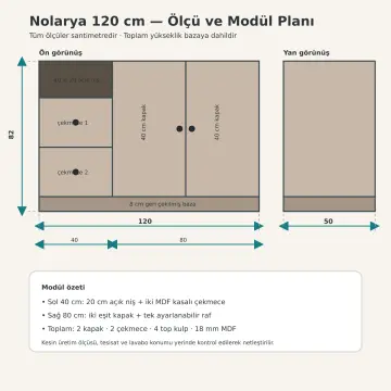 Nolarya Lake Banyo Dolabı 120 cm