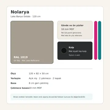 Nolarya Lake Banyo Dolabı 120 cm