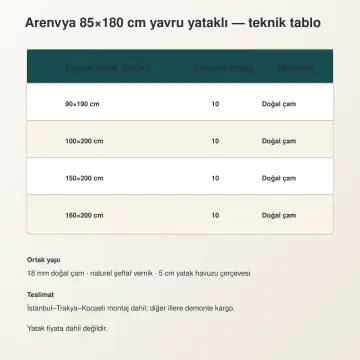Arenvya Doğal Ahşap Yavrulu Karyola