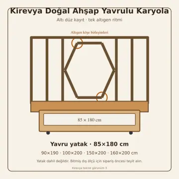 Kirevya Doğal Ahşap Yavrulu Karyola