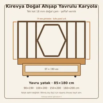 Kirevya Doğal Ahşap Yavrulu Karyola
