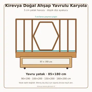 Kirevya Doğal Ahşap Yavrulu Karyola