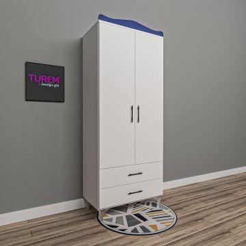 Klasik 2 Kapılı Gardrop Mdf - mavi