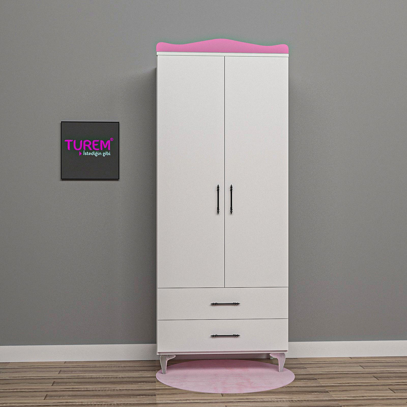 Klasik 2 Kapılı Gardrop Mdf - pembe