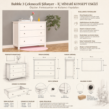 Bubble 3 Çekmeceli Şifonyer