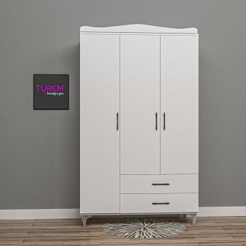 Klasik 3 Kapılı Gardrop Mdf - mavi