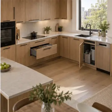 Berelya Doğal Meşe MDF Oturum Dönüşlü G Plan Mutfak Dolabı