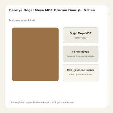 Berelya Doğal Meşe MDF Oturum Dönüşlü G Plan Mutfak Dolabı