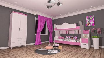 Klasik Genç Odası Takımı Mdf - pembe