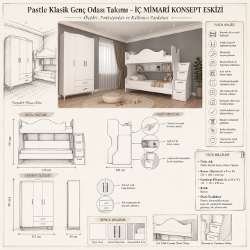 Pastle Klasik Genç Odası Takımı