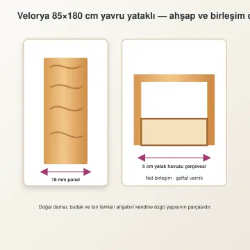 Velorya Doğal Ahşap Yavrulu Karyola