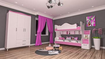 Pastle Klasik Genç Odası Takımı Mdf - pembe