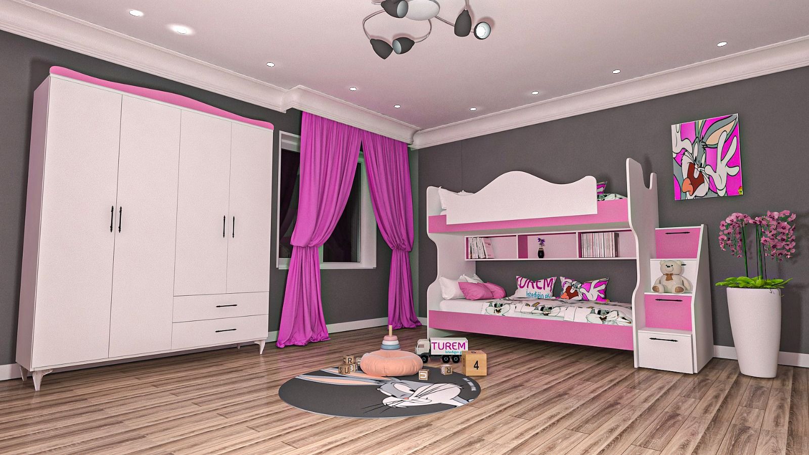 Hale Klasik Genç Odası Takımı Mdf - pembe