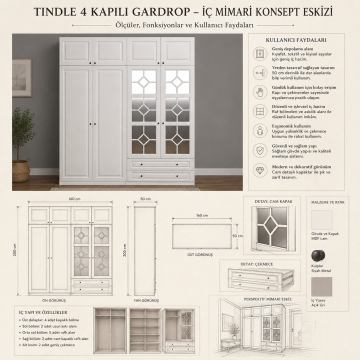 Tindle 4 Kapılı Gardrop