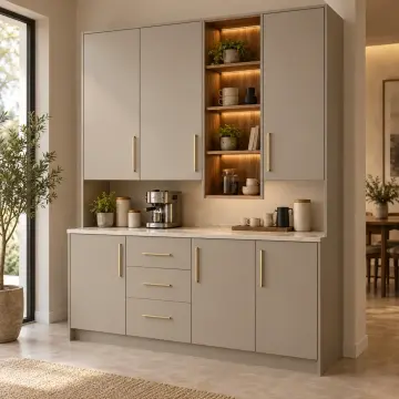 Evorlina 160 cm LED'li Sağ Orta Dört Göz Kuleli Lake Kahve Köşesi