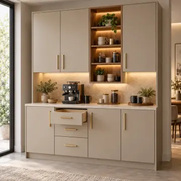Evorlina 160 cm LED'li Sağ Orta Dört Göz Kuleli Lake Kahve Köşesi