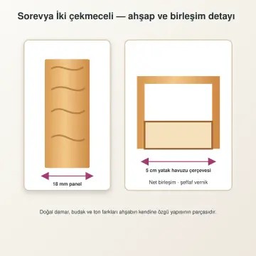 Sorevya Doğal Ahşap Çekmeceli Karyola