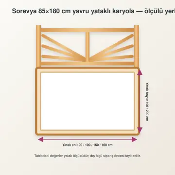 Sorevya Doğal Ahşap Yavrulu Karyola