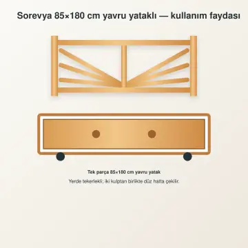Sorevya Doğal Ahşap Yavrulu Karyola