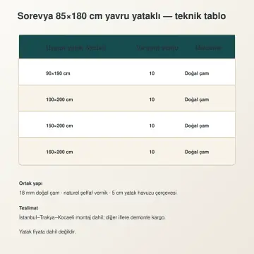 Sorevya Doğal Ahşap Yavrulu Karyola