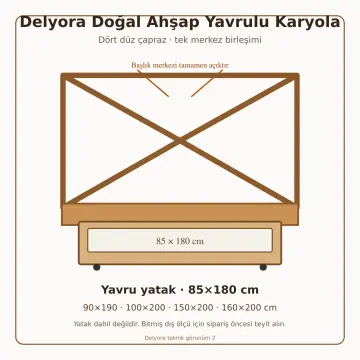 Delyora Doğal Ahşap Yavrulu Karyola