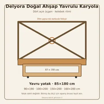 Delyora Doğal Ahşap Yavrulu Karyola