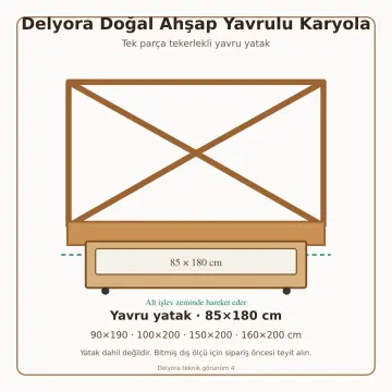 Delyora Doğal Ahşap Yavrulu Karyola