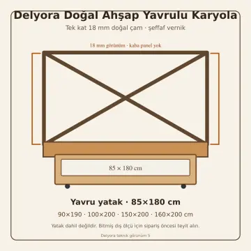 Delyora Doğal Ahşap Yavrulu Karyola