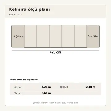 Kelmira İnci Beyaz High Gloss Çift Kule Arası Nişli Düz Mutfak Dolabı