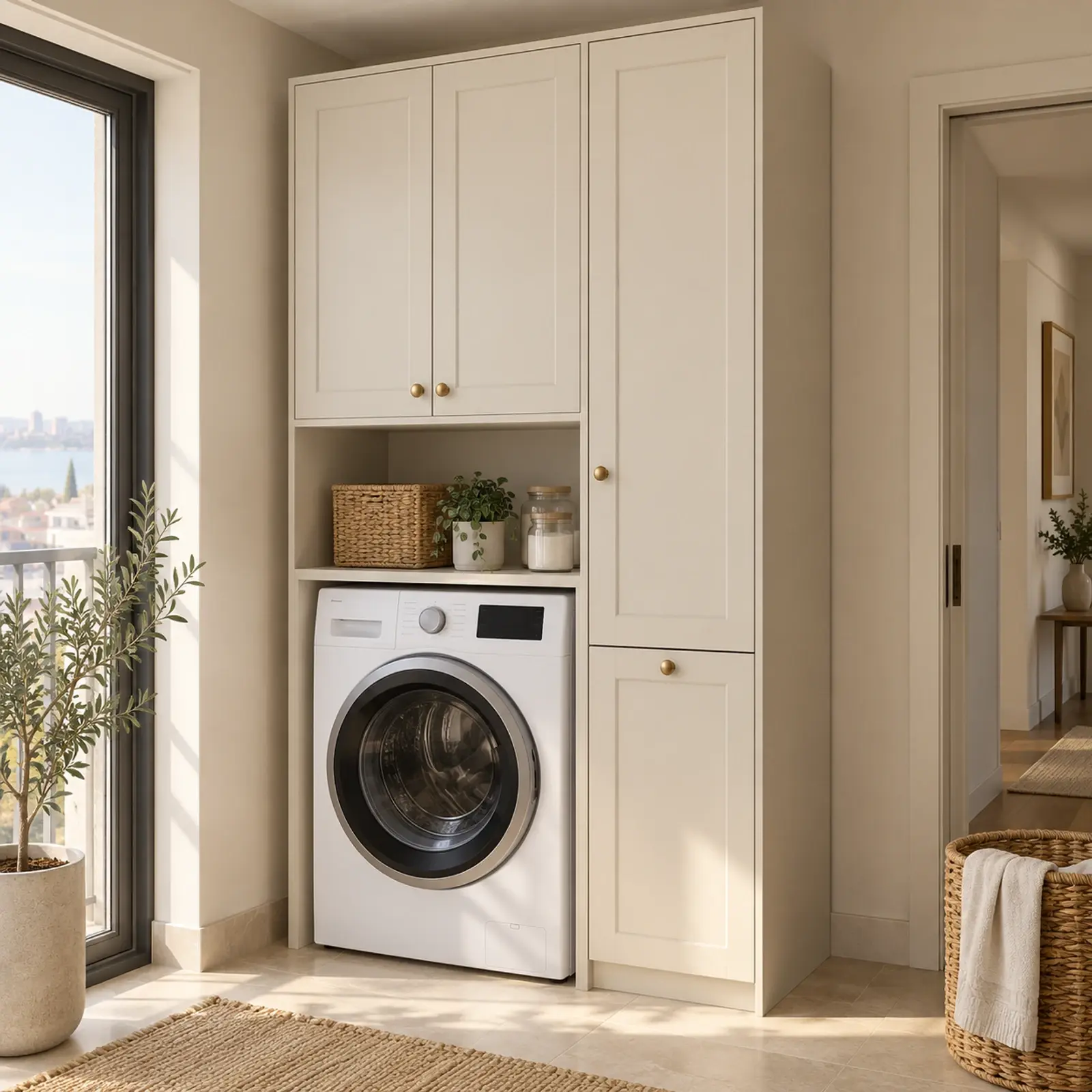 Laventa Membran Tek Makine ve Kirli Sepet Dolabı 110 cm