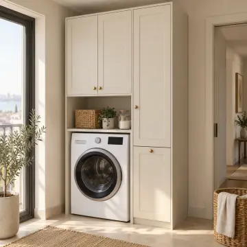 Laventa Membran Tek Makine ve Kirli Sepet Dolabı 110 cm