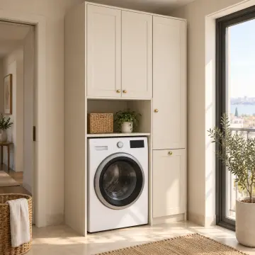 Laventa Membran Tek Makine ve Kirli Sepet Dolabı 110 cm