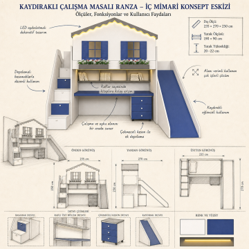 Woorktable Çalışma Masalı Ranza