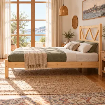 Tanelora Doğal Ahşap Karyola