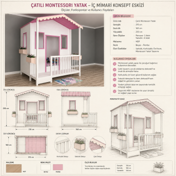 Çatılı Montessori Yatak