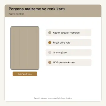 Peryona Kaşmir Membran Ayrık Hazırlık Adalı Düz Mutfak Dolabı
