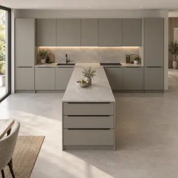 Sarmelya RAL 7030 Lake Çift Kısa Kollu T Plan Mutfak Dolabı