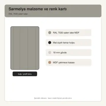 Sarmelya RAL 7030 Lake Çift Kısa Kollu T Plan Mutfak Dolabı
